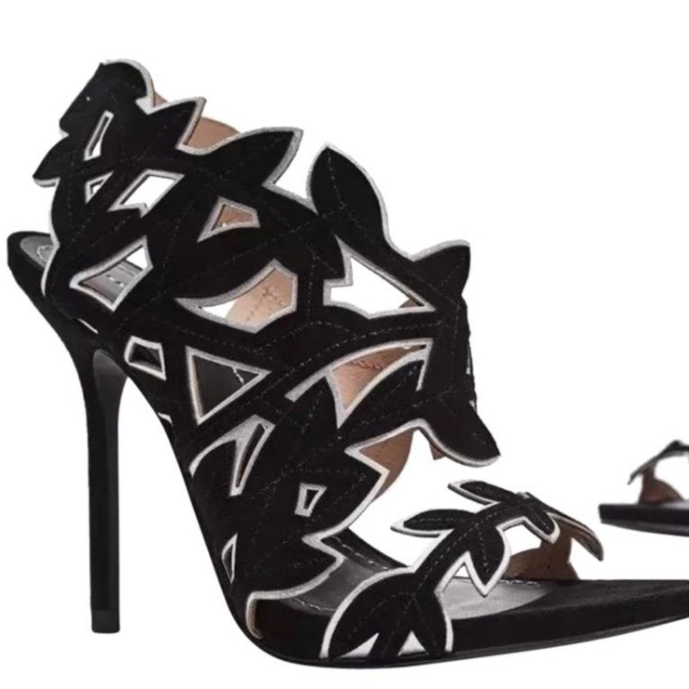 NWT Zara Black/Silver Leather shoes size size 37